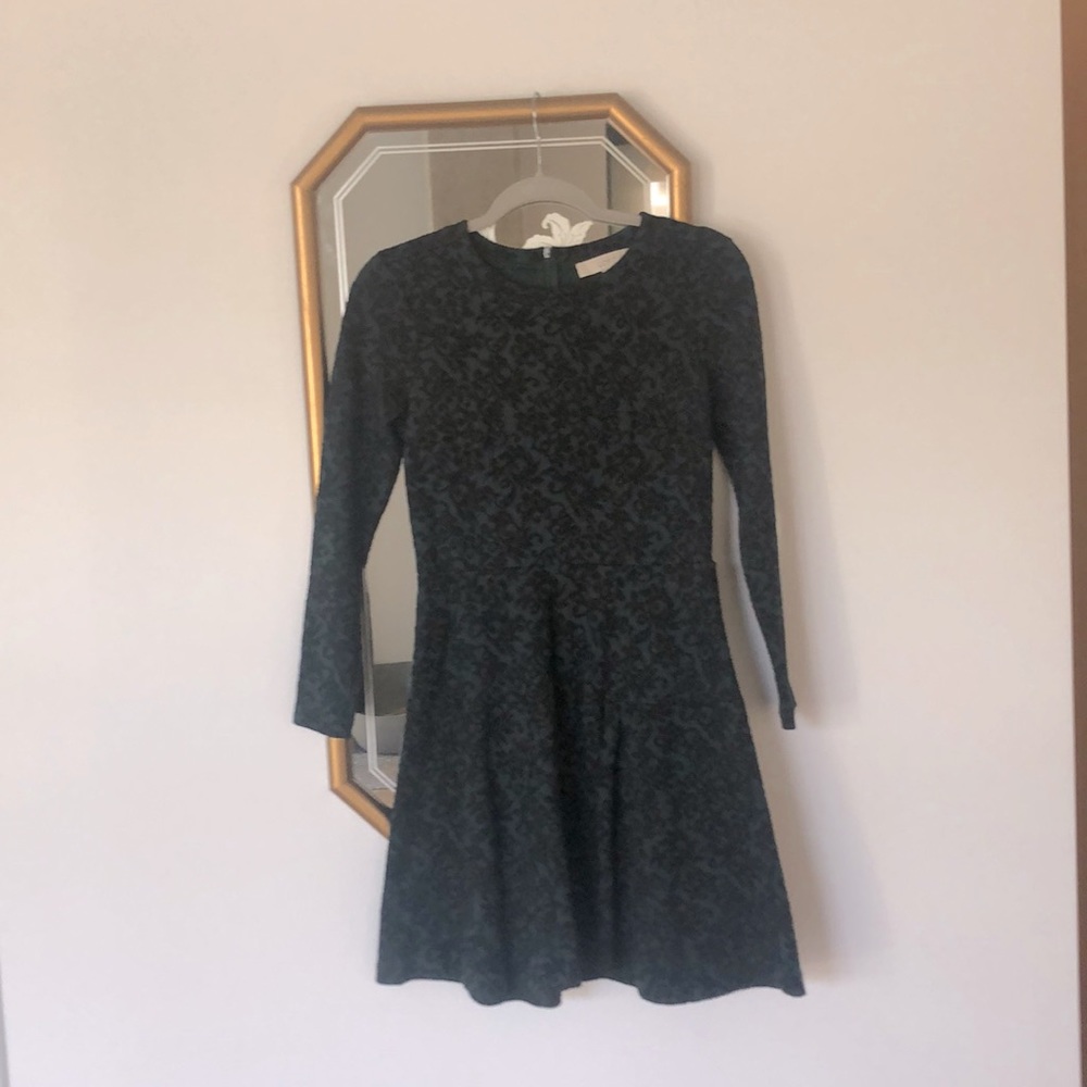 Ann Taylor LOFT Green Jacquard Dress